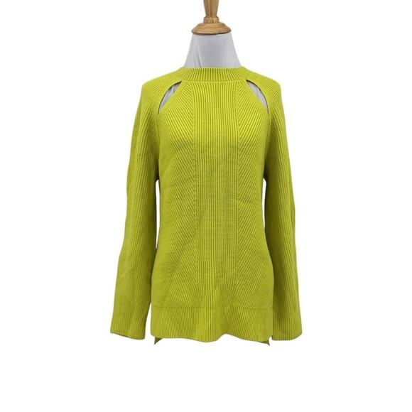 Express Sweater Womens S Small Wasabi Cutout Long Sleeve Drop Cut Hem Pullover - Picture 1 of 13